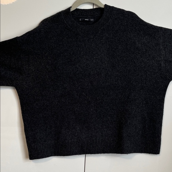Mango Charcoal Grey Oversized Crewneck Wool Blend Sweater, Size M - Picture 4 of 11